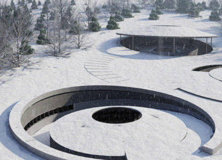 Underground Columbarium Emphasizing Light and Natural Textures