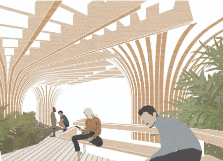 Equitone-Clad Structure with Timber Canopy Overlooking Natural Landscapes