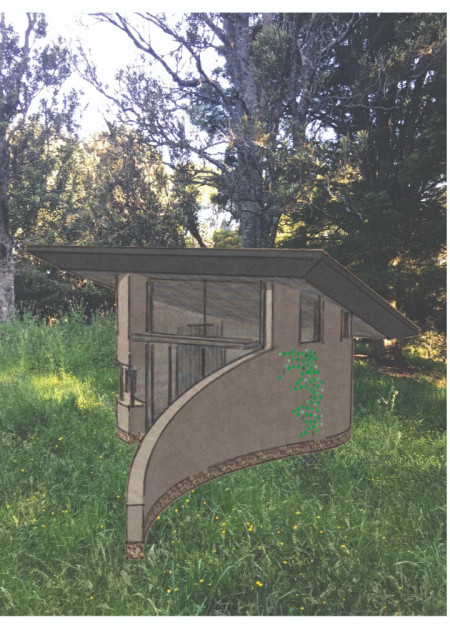 Hempcrete Sanctuary with Recycled Glass Elements for Mindful Reflection