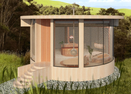Rainwater Harvesting Amid Macrocarpa Timber in a Harmonious Living Space