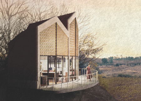 Curvilinear Design with White Walls and Terracotta Finishes Enhances Community Experience