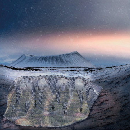 Light Steel Greenhouse Integrated into a Desert Oasis