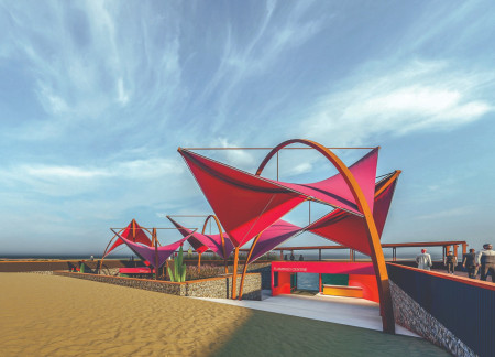 Gabion Walls and Recycled Containers Enhancing Visitor Interaction with Wetlands