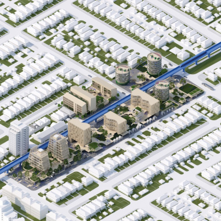 Hydroponic Winter Gardens Integrated with Noise-Reducing Towers in Suburban Living