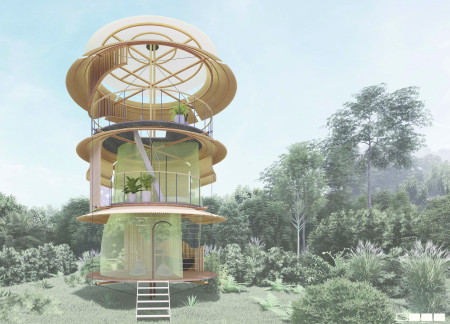 Bamboo Structures with Natural Ventilation in Sustainable Living Huts