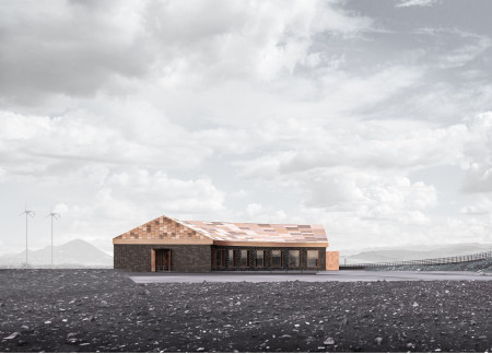 Weaved Brick Facade and Bronze Cladding Nestled in a Volcanic Landscape for a Visitor Center