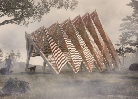 Louvred Hardwood Pavilion Embracing Natural Landscapes