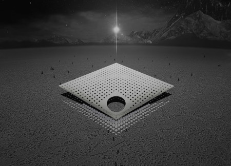 Illuminated Spaces for Reflection in a Pavilion for Extraterrestrial Visitors