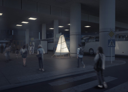 Translucent Fabric Covered Bamboo Retreat for Urban Meditation