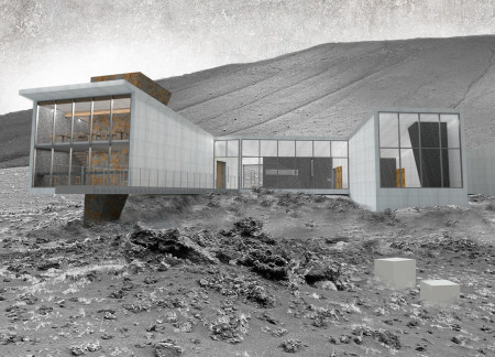 Volcanic Ash Coating and Exposed Concrete Create Community Hub at the Base of Hverfjall Mountain