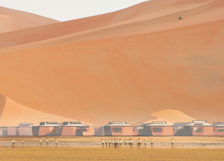 Cross-Laminated Timber Lodges Combining Natural Cooling and Greywater Recycling in Desert Oasis