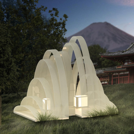 Heat-Radiating Seating Within a Light-Emitting Membrane Pavilion