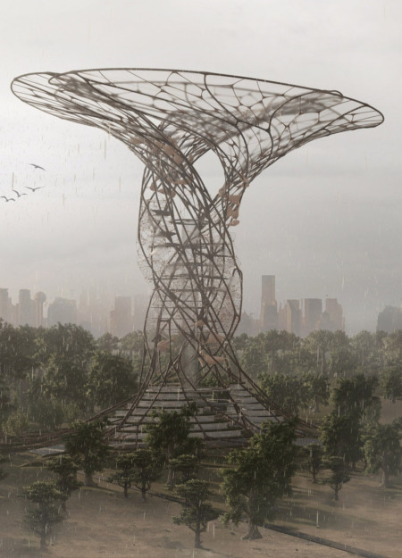 Rainwater Collection Systems with Water-Absorbent Membranes and Integrated Bird Habitats in a Tropical Ecosystem