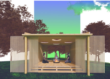 Timber Dowel Cabin Embracing Light and Nature for Introspective Retreat