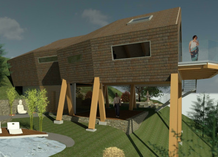 Charred Wooden Shingles and Reinforced Concrete Unite in a Multifunctional Urban Space