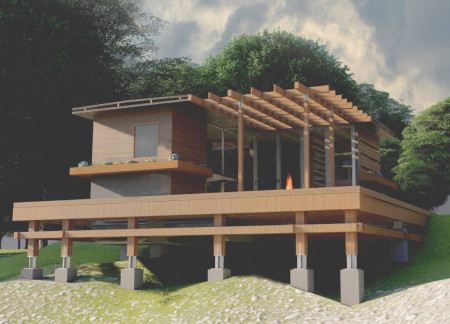 Vertical Gardens and Photovoltaic Panels in a Compact off-Grid Home