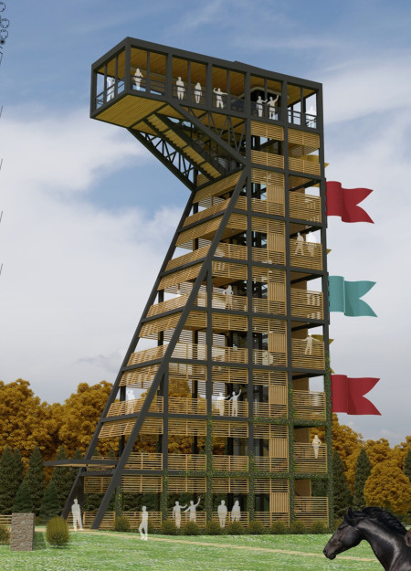 Geothermal Heating and Steel Structure in a Horse-Inspired Observation Tower