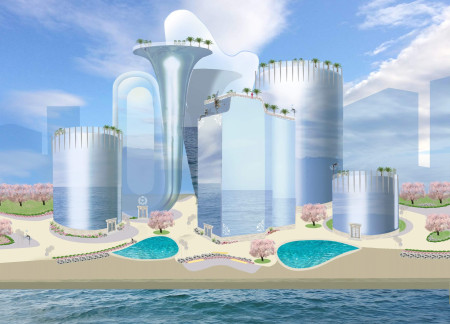 Terraced Living Spaces with Integrated Water Features