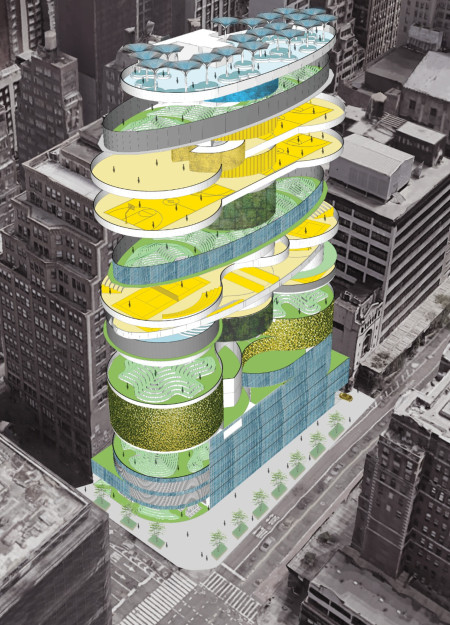 Curved Massing and Vertical Greenery Enhance Urban Recreation Spaces