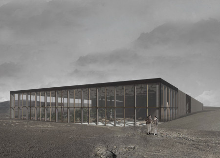 Rainwater-Collecting Greenhouse in White Concrete Landscape