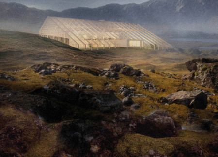 Geothermal Greenhouse with Larch Cladding and Community-Focused Spaces