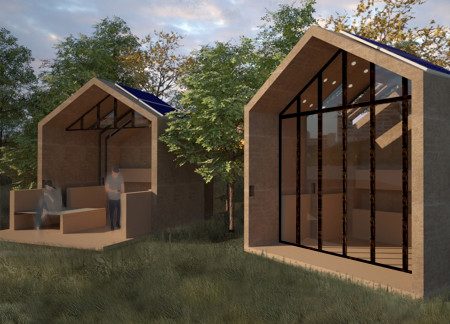 Retractable Cork Structure Emphasizing Flexible Living Through Canvas Integration