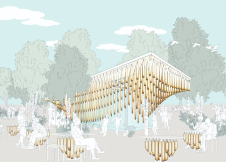 Bamboo Chimes and Sustainable Rainwater Solutions Enrich Community Pavilion