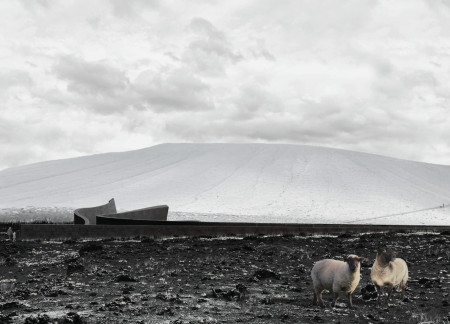 Conical Roof Structure Featuring Laminated Timber and Recycled Concrete at Volcano Base