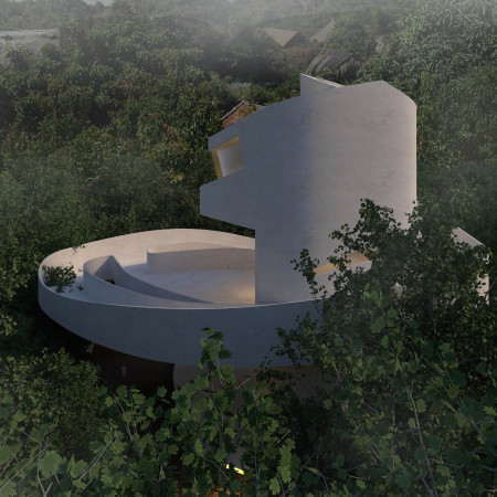 Elevated Pathways Connecting Aerial Yoga Spaces in a Forest Community