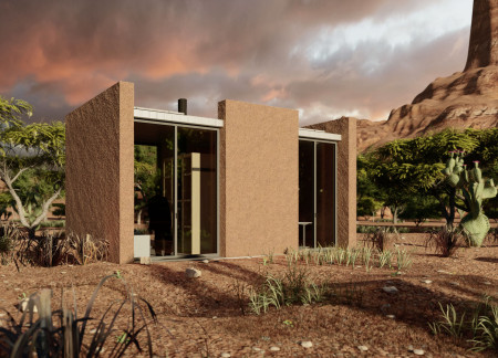 Rammed Earth Walls Support Central Nucleus in Sustainable Living Space