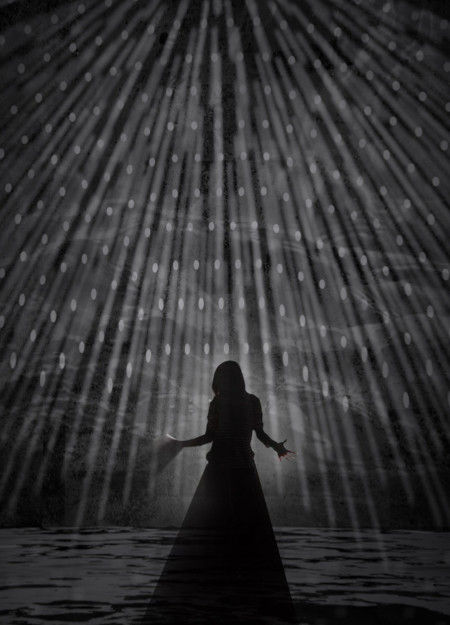 Reflective Dome Structure Emphasizing Concrete and Timber Integration over Water