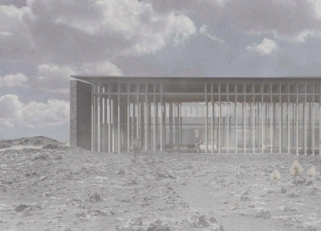 Gabion Walls Frame Natural Views in a Sustainable Community Space