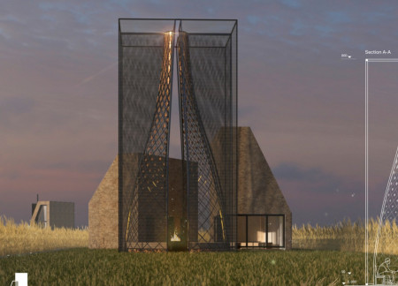 Sustainable Retreat Featuring Oriented Strand Board and Natural Green Spaces