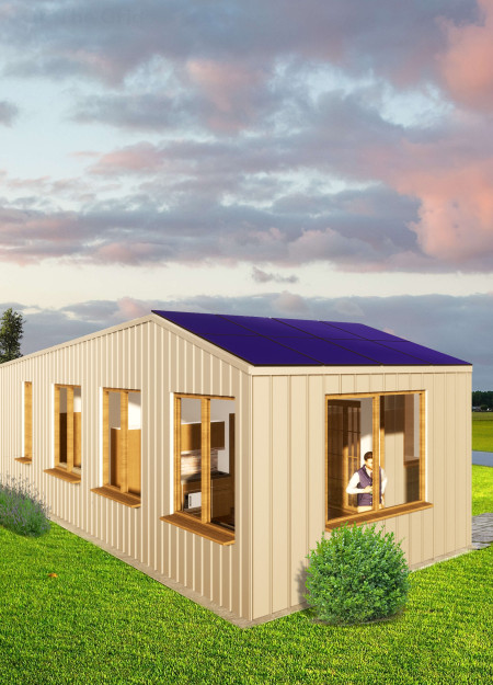 Biological Waste Treatment with Cross-Laminated Timber in Compact Modular Housing