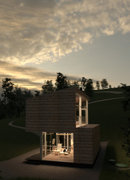 Reflective Surfaces and Wind Energy in a Tranquil Nature Retreat