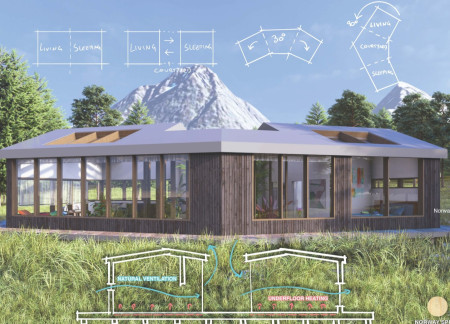 Sheep's Wool Insulation and Norway Spruce Cladding in a Cozy Residence with Natural Light