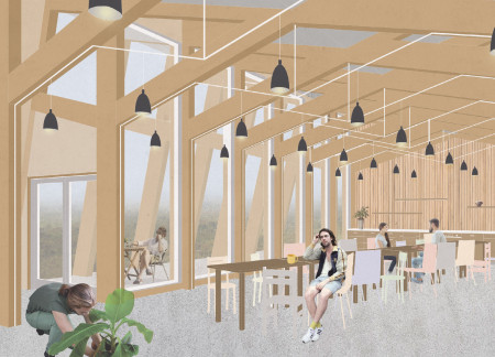 Long Table and Natural Wood Create Comfort in Lakeside Community