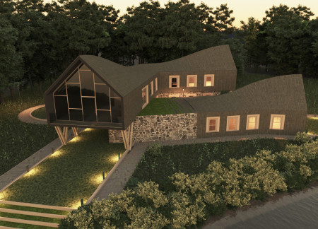 Glazed Living Spaces with Lamellar Beams Overlooking Lake Gardens