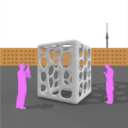 Kinetic Neon Membrane and Wooden Box Create Dynamic Urban Gathering Space