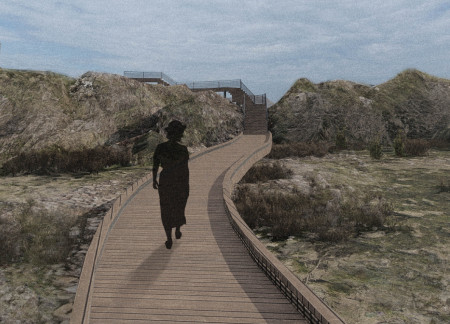 Charred Timber Facade and Modular Pathways Enhancing Visitor Engagement in a Natural Landscape