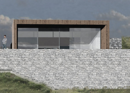 Natural Stone and Xlam Volumes Framing Vineyard Views