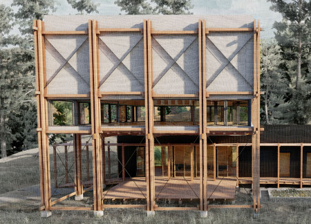 Floating Wooden Retreat Embracing Natural Surroundings