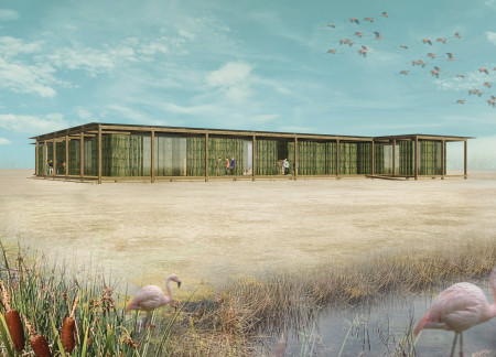 Palm Leaf Cladding Embraces Nature in a Visitor Center at Al Wathba Wetlands