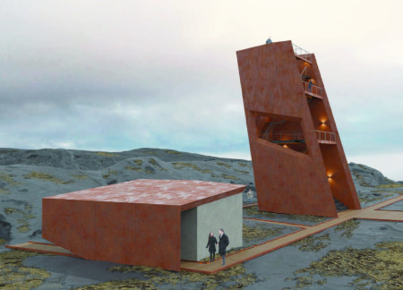 Corten Structures Amplifying Volcanic Landscapes in Reykjavik