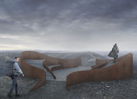 Forms of Concrete and Wood Offering Elevated Views of Geological Features