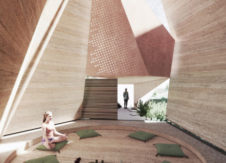 Rammed Earth Pavilion Integrating Natural Light and Community Engagement