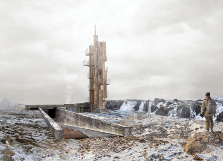 Corten Steel and Rammed Earth Structures Integrating Community Spaces in a Volcanic Landscape
