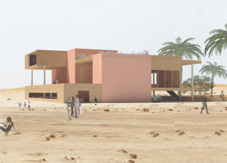 Cantilevered Roof Garden Overlooking Desert Wetlands