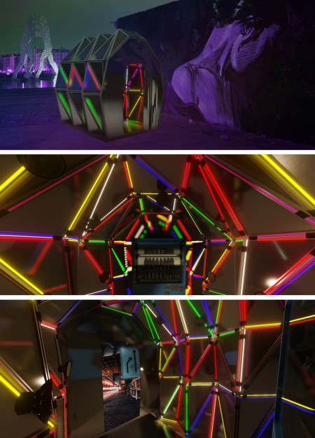 Reflective Surfaces and Energy-Collecting Features Enhance Urban Nightlife Experience