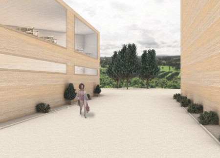 Rammed Earth Retreat Embracing Vineyard Views